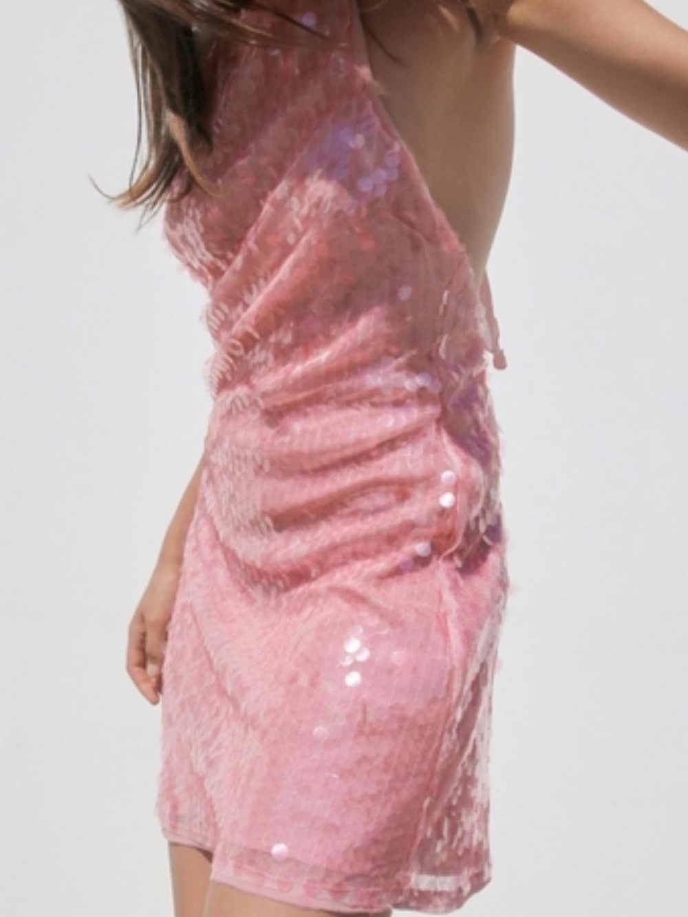 Zara Pink Sequin Slip Dress - Brand